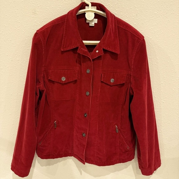 Christopher & Banks Corduroy Jacket Pockets Stretch Rust Women’s Size Large - Picture 1 of 14